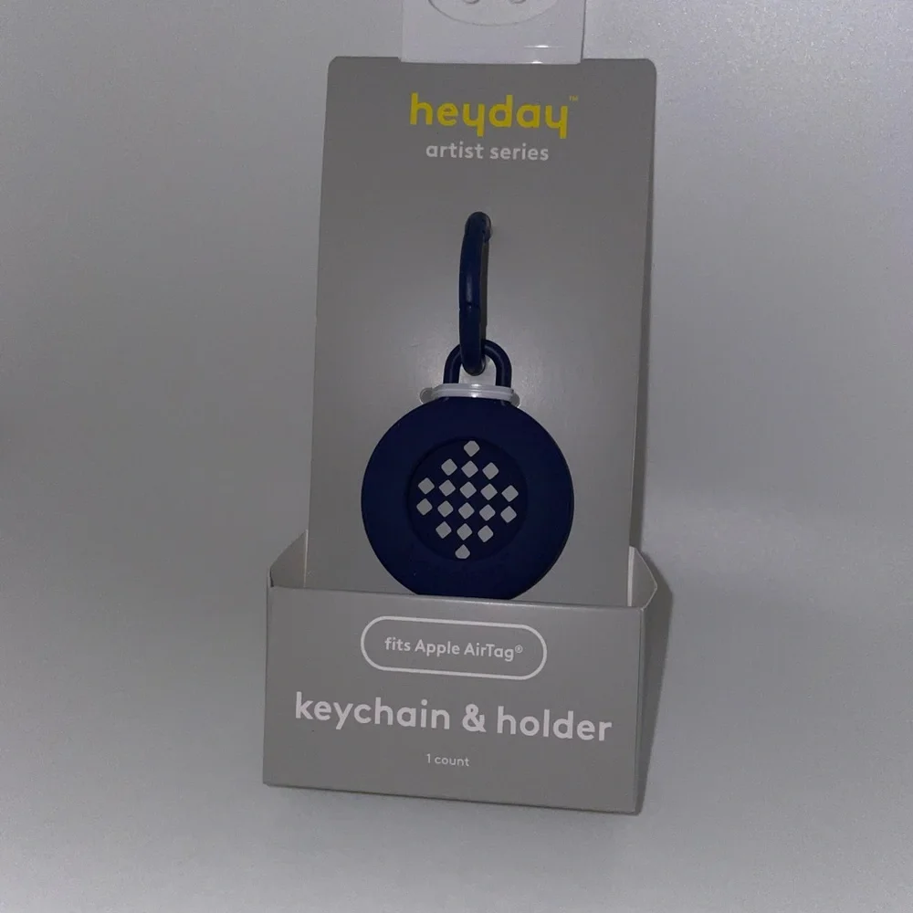 Heyday Navy Keychain & Holder for Apple AirTag Artist Series Carabiner Clip New